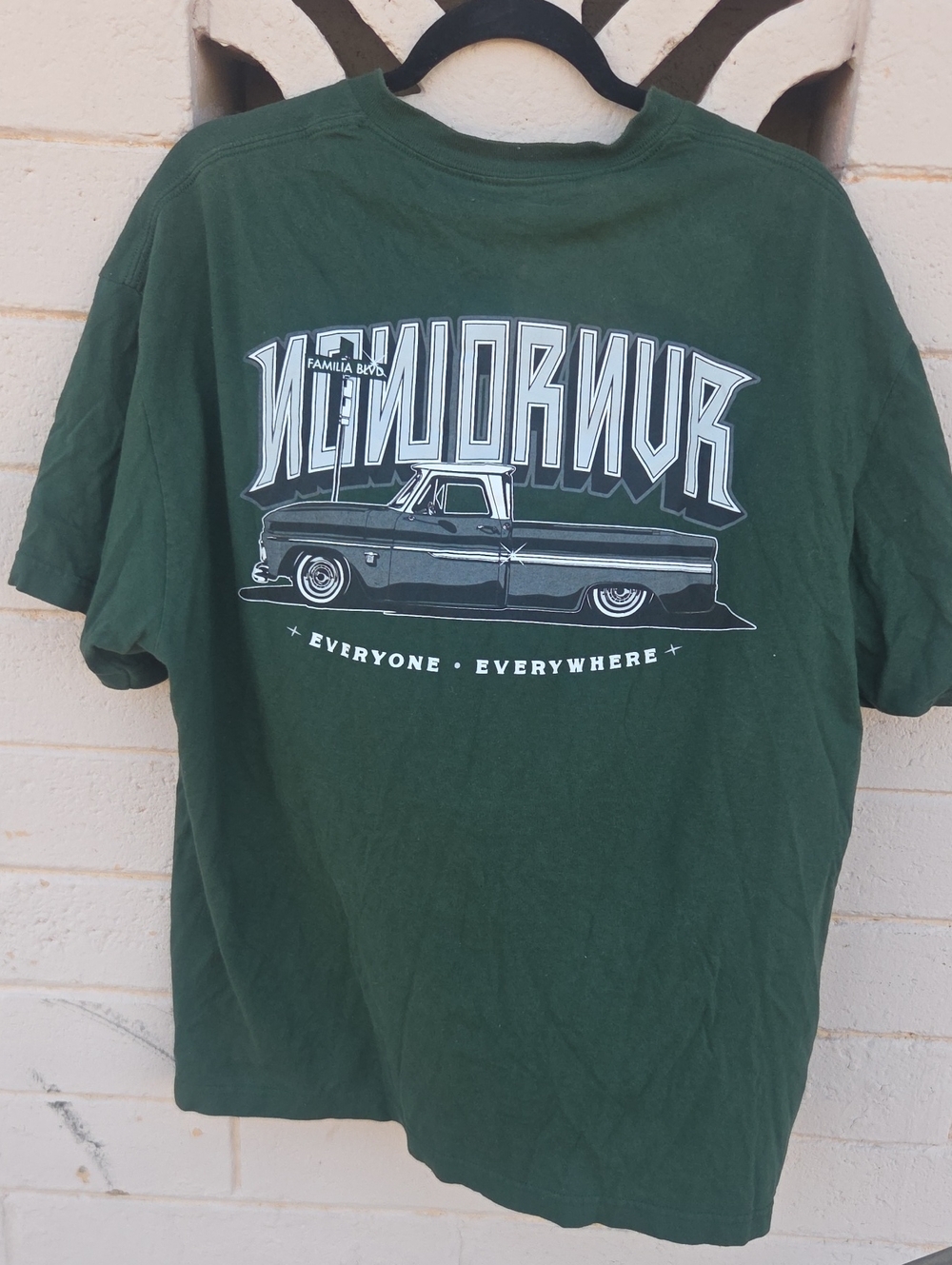 Green Graphic Men’s T‑Shirt - Classic Truck Print. Lowrider Style